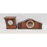 Early 20th century mantel clock with Ferranti electric movement in an elaborately inlaid case (27cm)