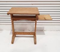 Pine side table with end supports united by stretcher