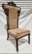Early Victorian rosewood prie-dieu chair on barley twist legs