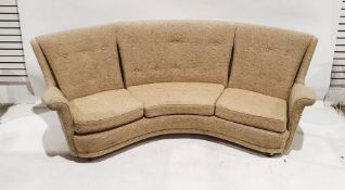 Howard Keith curved sofa with oatmeal upholstery, on castors, height 80cm, length 198cm, depth 88cm