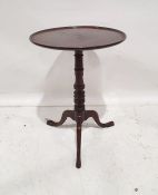 19th century mahogany circular occasional table with turned column supports to tripod base