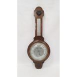 Early 20th century banjo barometer in oak case with floral cartouches