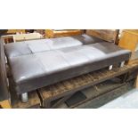 Modern faux-leather sofa bed with reclining back, on chrome-style feet