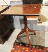 20th century mahogany square-top occasional table with moulded edge, on turned column to tripod
