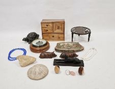 Items to include barometer, fossilised sea urchin, trivet, etc (1 tray)