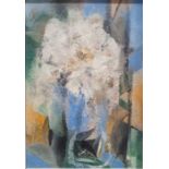 20th century school Oil on panel  Abstract flower in vase, unsigned, 32cm x 22cm