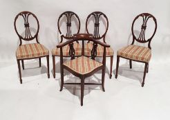 Set of four 20th century dining chairs, upholstered seats to square spade front legs and similarly