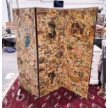 Victorian three-fold draught screen with decoupage decoration