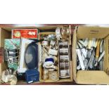 Quantity of assorted loose plated flatware, plated napkin rings, pepperettes, toast rack, etc (2