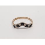 9ct gold, sapphire and diamond wishbone ring, 1.5g approx.