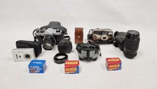 Small quantity of camera equipment to include a Pentax SL single lens reflex 35mm camera, a Casio