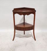 19th century galleried corner washstand in mahogany, with single drawer under, on splayed legs, 88cm