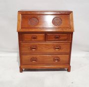 Modern Chinese hardwood bureau with two short over two long drawers, 107cm x 90cm x 40cm