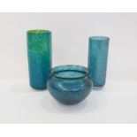 A Mdina "Ming" pattern cylindrical glass vase (h. 20cm) a Royal Brierley "Studio" range