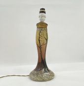 Early 20th century Legras cameo glass lamp base with winter tree decoration, signed 'Legras' to