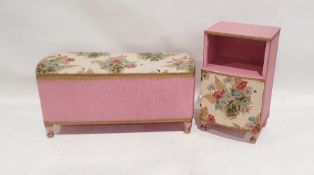Lloyd loom ottoman and a bedside cabinet in pink (2)Condition ReportMade from wood and wicker.