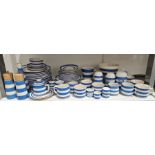 Large quantity of assorted T G Green blue and white banded wares to include salt pot, pepper pot,