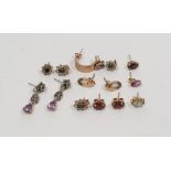 Quantity of 9ct gold and other assorted earrings