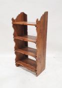 Elm four-shelf open wall-hanging bookcase and a small oak prayer desk (2)