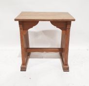 Oak side table with end supported united by stretcher, 72cm x 71cm x 45cm