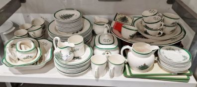 Spode 'Christmas Tree' pattern part dinner and tea wares to include assorted plates, side plates,