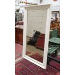 Large white painted wooden framed rectangular wall mirror, height 176cm, width 96cm