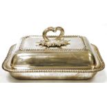 Victorian silver tureen and cover, of rectangular form with gadrooned edging, London 1854, maker's