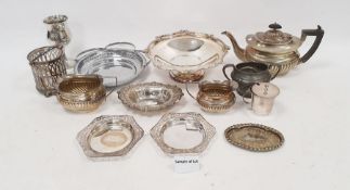 Quantity of loose and cased plated flatware, wine taster, trays and other silver-plated ware (1