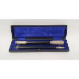 1920's silver-mounted ebonised baton, London 1926, maker Thomas William Daniels, in fitted case,
