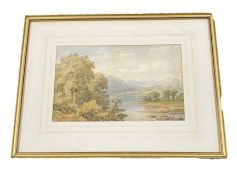 William James Ferguson (act. 1849-1886) Watercolour drawing  Lakeside landscape with single