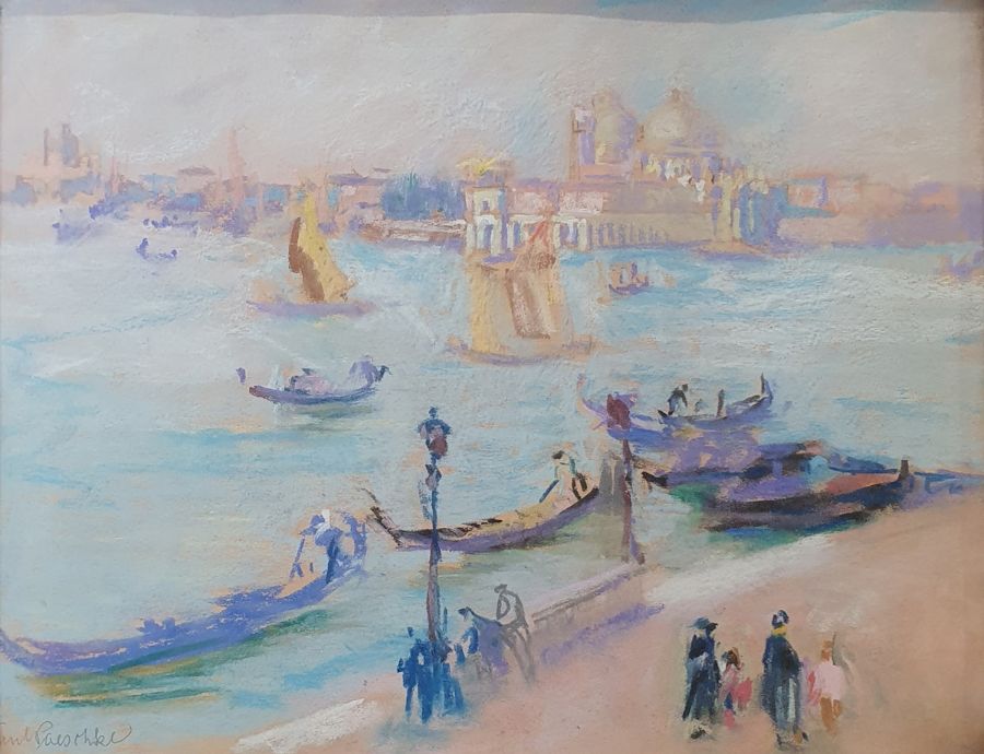 Paul Paeschke (1875-1943) Pastel Venetian scene, signed indistinctly lower left, 26cm x 34cm - Image 3 of 5