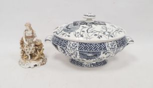 19th century Minton pottery soup tureen and cover, oval, Faisan pattern, circa 1880, 34cm wide