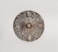 Scottish Celtic-style silver brooch of shield design, indistinctly stamped verso and stamped 'Made