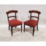 Pair of Victorian chairs with overstuffed seats and reeded front supports (2)