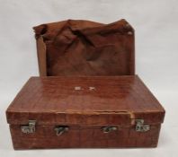 Crocodile skin suitcase, early to mid 20th century, gilt lettering stamped for John Bagshaw &