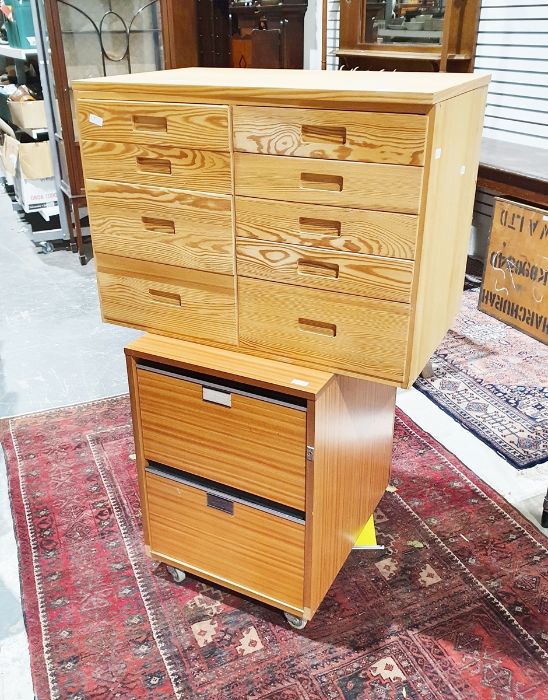 Modern pine storage unit with nine drawers together with a two-drawer filing cabinet (2)