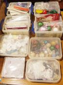 Large quantity of sewing related items to include threads, bobbins, stands, etc