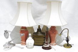 Six assorted table lamps and an angle-poise lamp (7)