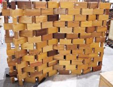 Wooden sculptural screen formed from wooden blocks Condition ReportSurface scratches and scuffs to