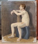 20th century school Oil on canvas Figure study of a nude male, unsigned together with a 20th century
