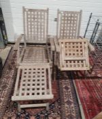 Pair of modern folding garden lounger chairs