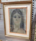 Pastel Drawing Signed LO lower left together with prints, a mirror and  an indenture(7)