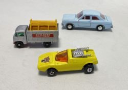 Three boxed diecast model cars to include Dinky Toys 168 Ford Escort, Matchbox Superfast 1 Mod Rod