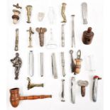 Tobacco and smoking related items to include tampers, a miniature corkscrew marked 'St Jacob's Oil',