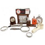 Various rules, Illuminated magnifier, barometer, other magnifying glasses (1 box)