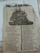 Assorted ephemera to include:-  A broadsheet The Five Sea Pirates, with loss, Holcroft's Travels,