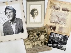 Quantity of vintage black and white photographs to include a later signed portrait of Ryan O'Neal,