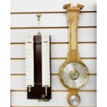 A modern barometer and a J.H. Steward, 26 Strand London, wet/dry thermometer (2)