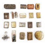 Assorted metal vestas including a brass vesta marked 'I.N.Masters Ltd, Rie Watchmakers Patronized by