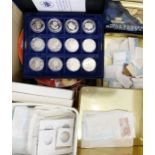 Large box of coins containing from 1980s to early 2000s, silver proof coins